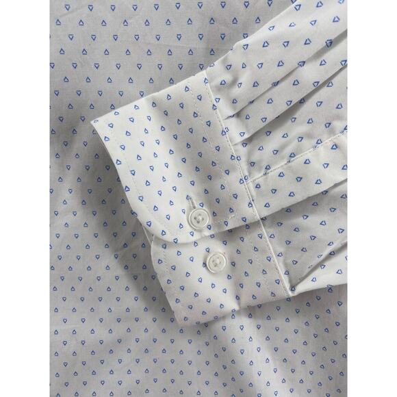 Zanetti Shirt Men 14.5 32/33 Button Down White Triangle Printed Long Sleeve‎ - Picture 3 of 14